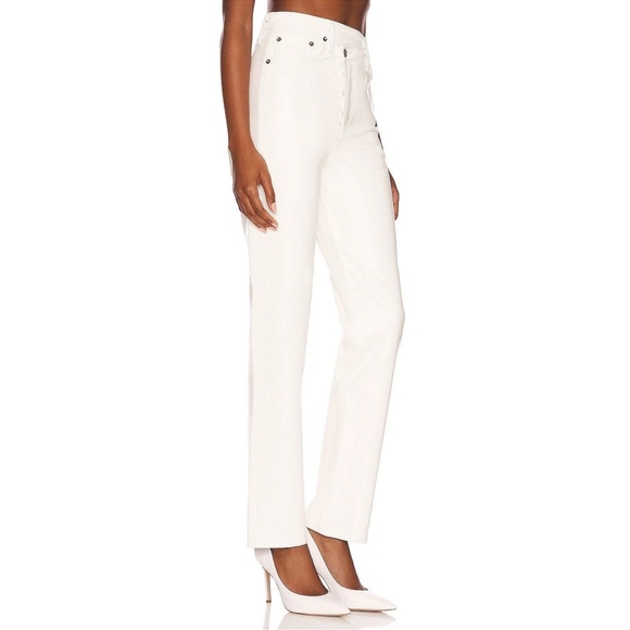 AGOLDE Leather Criss Cross Abstract Straight Leg Pants Size 27 in Lace White - Picture 2 of 11